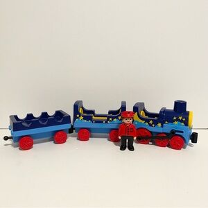 PLAYMOBIL 1.2.3. Night Train Set with Conductor Geobra 1990 Playset Toddler Toy